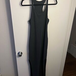 Lululemon Athletica Gray Ribbed Sleeveless Halter Maxi Dress